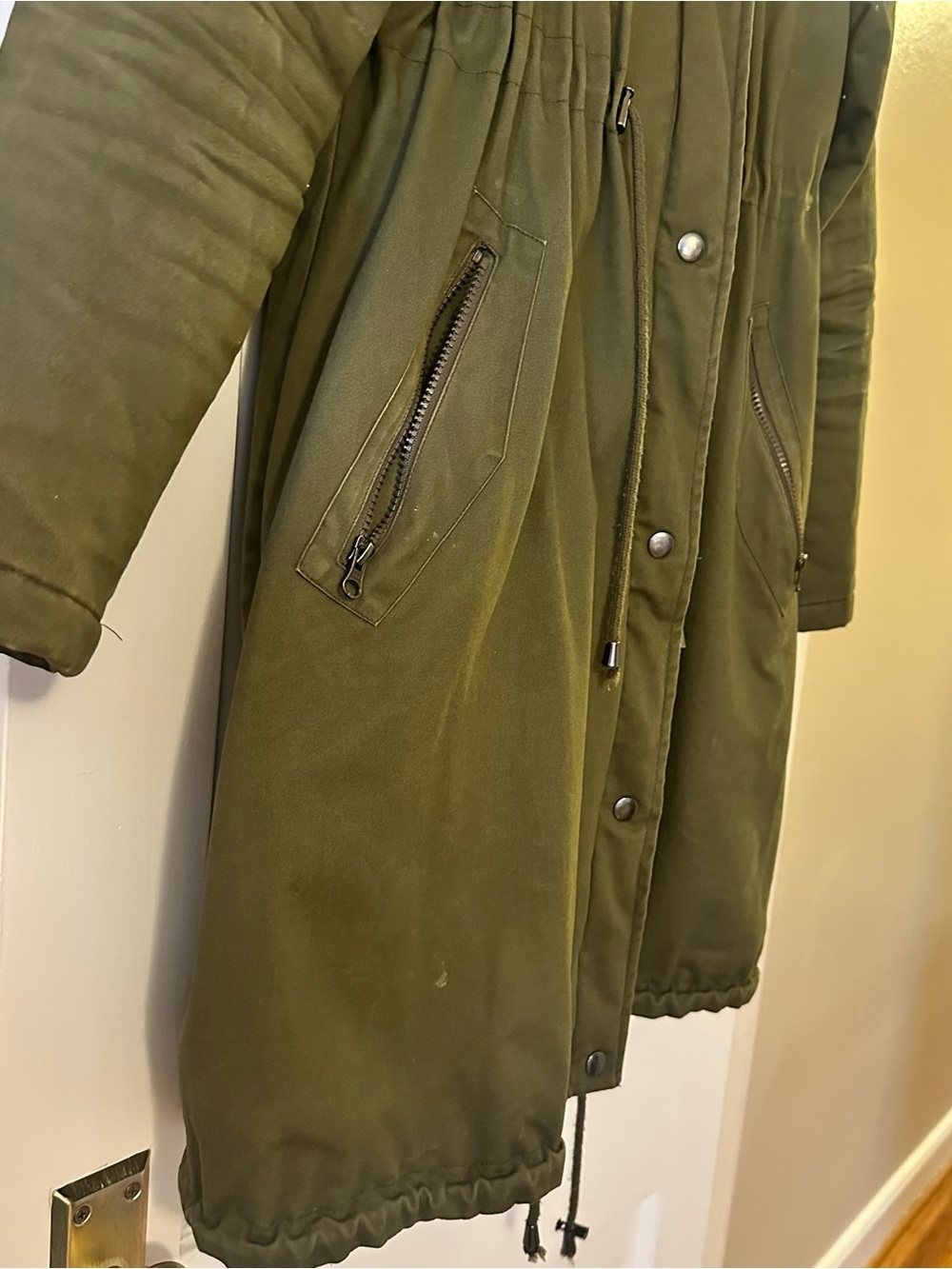 Seraphine Penelope Baby Wearing Coat 3 in 1 Green Maternity Fur Lined Parka 10 - Picture 6 of 12